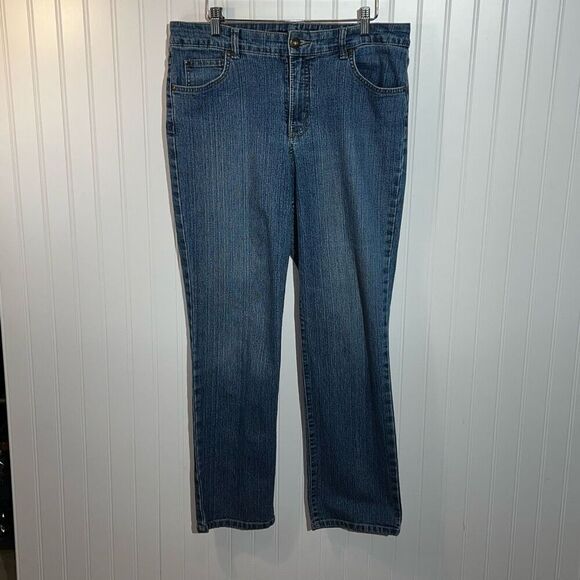 Bandolino Denim - Bandolino Mandie Embroidered Jeans Women’s 12 Blue Denim Straight Leg Stretch